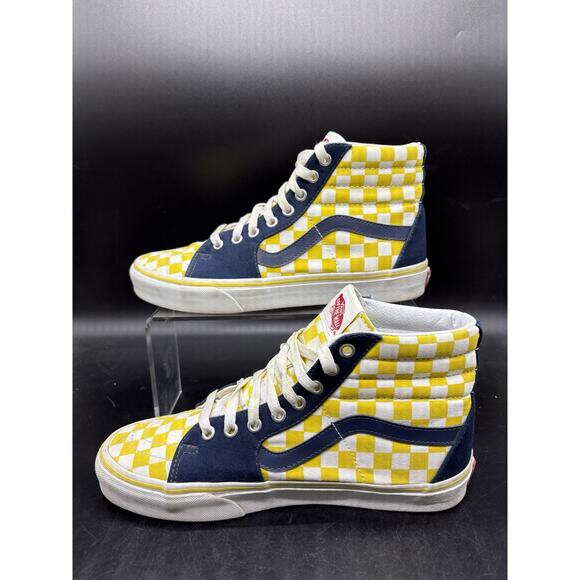 Vans Off The Wall Sk8 Hi Sneakers Blue White Yellow Checkered Mens 7.5 Womens 9 main image 5